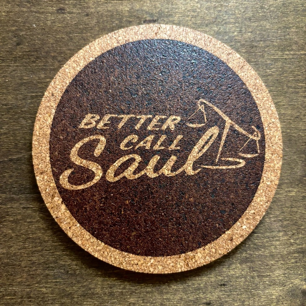 Better Call Saul Logo Laser Engraved Cork Coaster